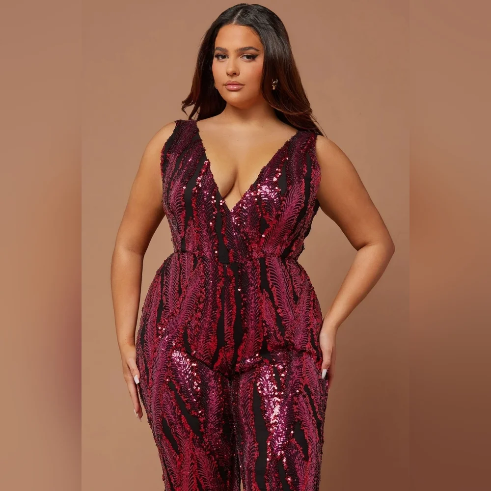 Camille Sequin Jumpsuit - Magenta (2X) - Picture 6 of 8